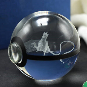 Articuno Pokemon Glass Crystal Pokeball 79 with Light-Up LED Base Ornament 80mm XL Size