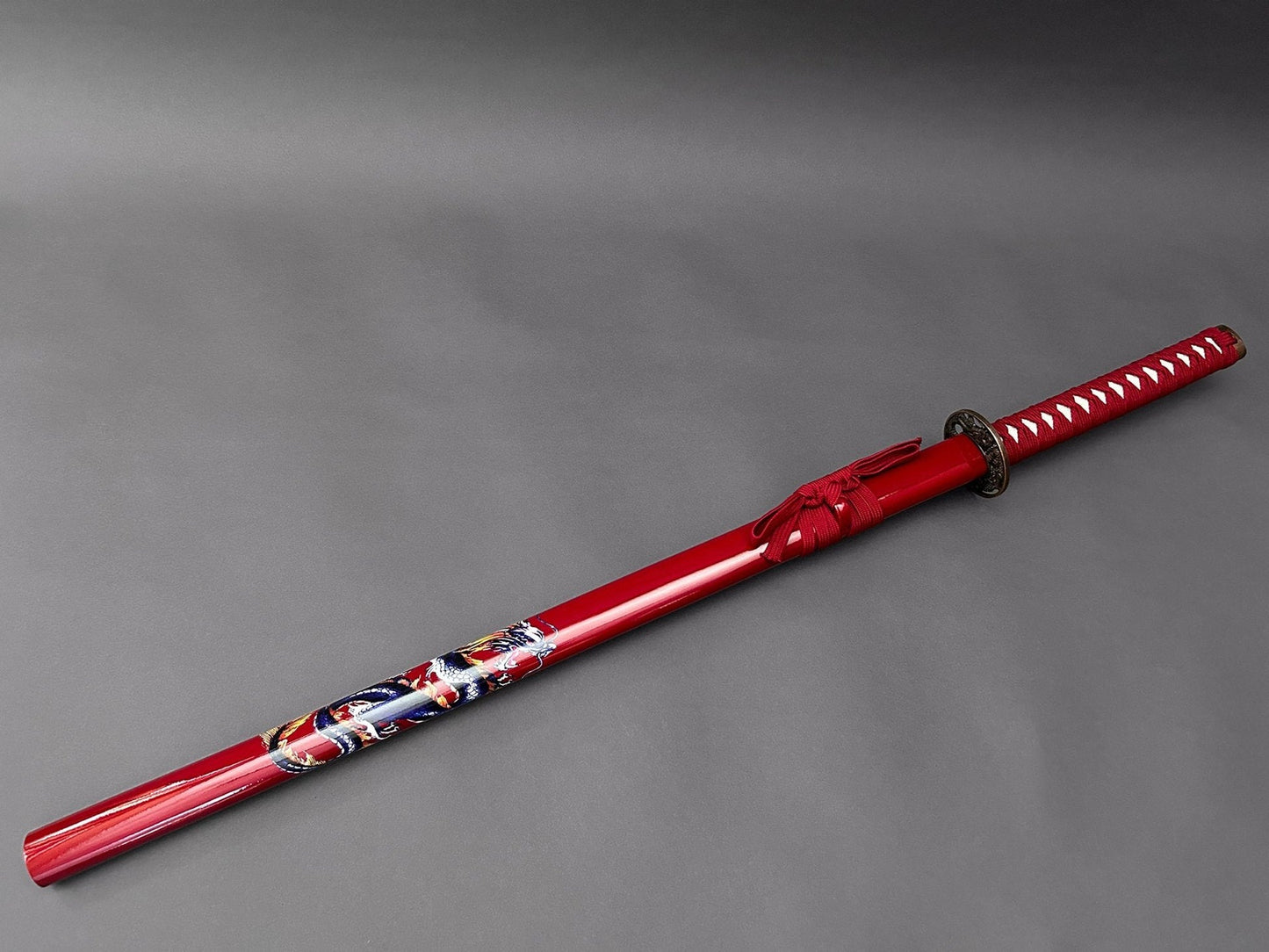 Red Blue Purple Dragon Samurai Metal Katana Sword