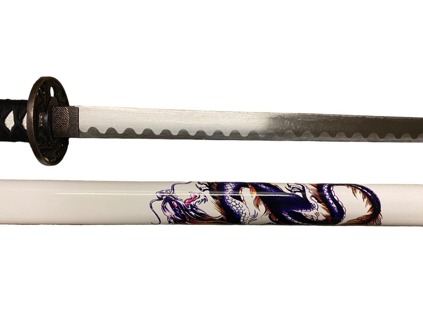 White Black & Purple Dragon Samurai Metal Katana Sword
