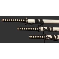 White & Black Steel Samurai Katana Set of 3