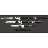 Black & White Steel Samurai Katana Set of 3