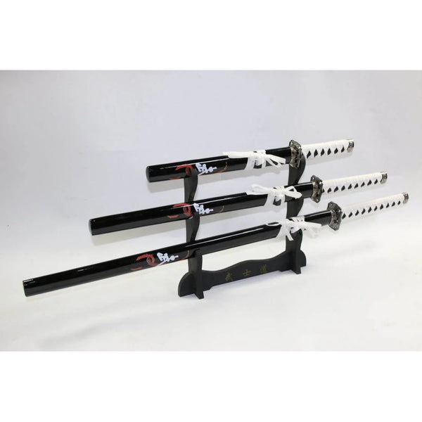 Black & White Steel Samurai Katana Set of 3