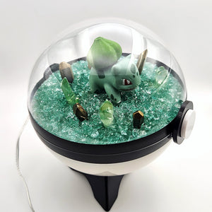 Bulbasaur Light Up LED Crystal Terrarium Green/White Poke Ball Handmade