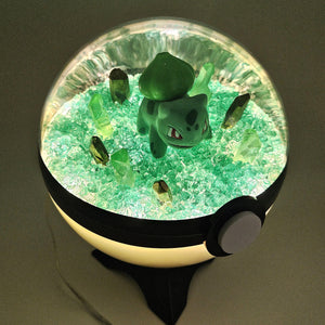 Bulbasaur Light Up LED Crystal Terrarium Green/White Poke Ball Handmade