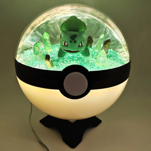 Bulbasaur Light Up LED Crystal Terrarium Green/White Poke Ball Handmade