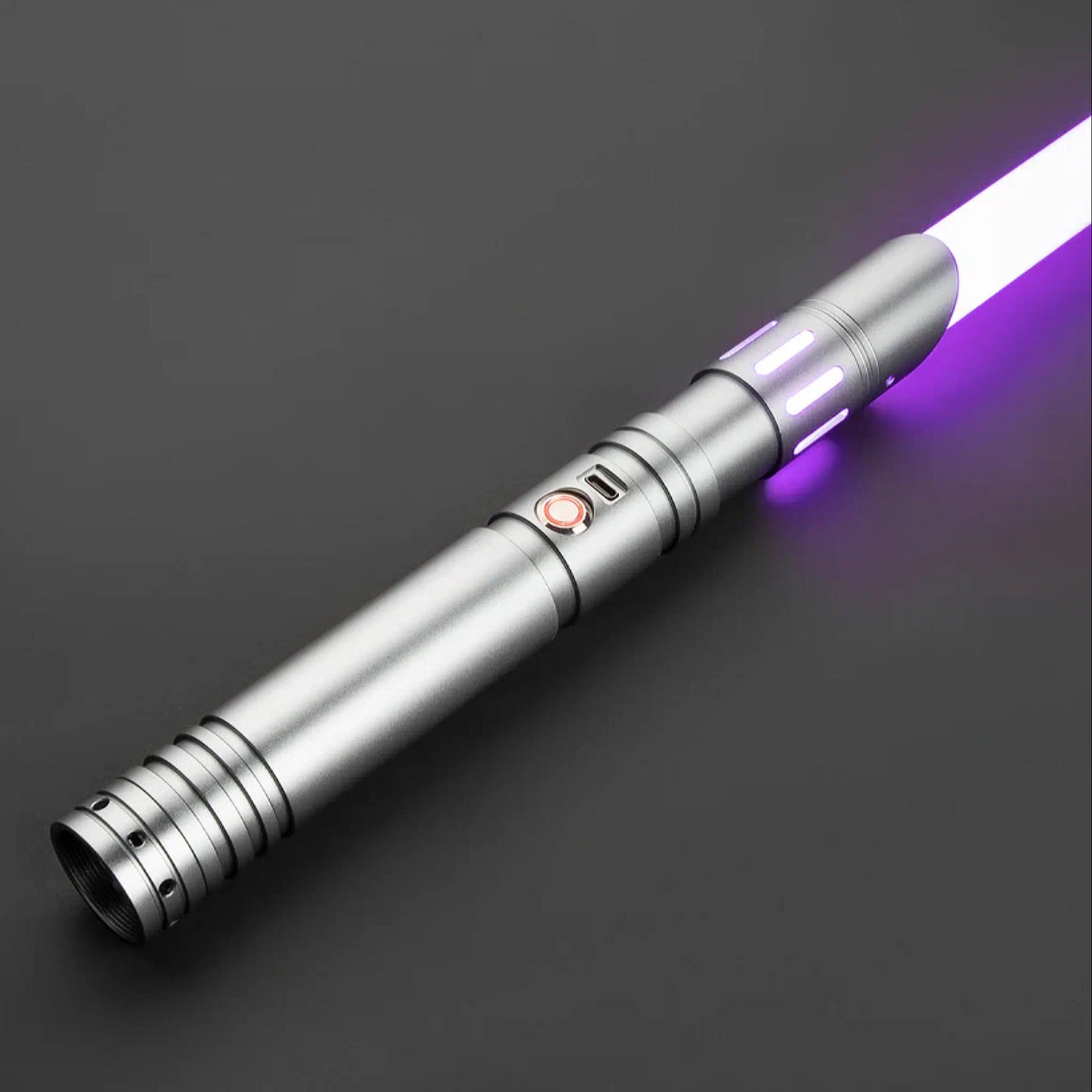 Star Wars Combat Lightsaber RGB Baselit Custom No.C007 Silver Replica (No 9 Base)