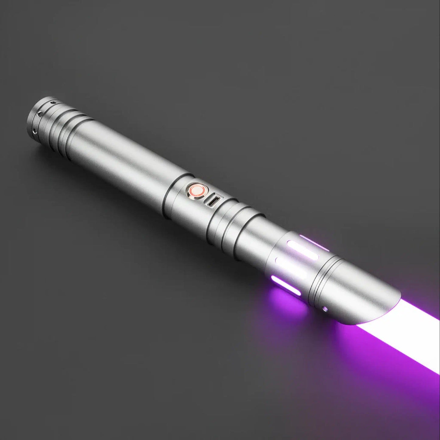 Star Wars Combat Lightsaber RGB Baselit Custom No.C007 Silver Replica (No 9 Base)