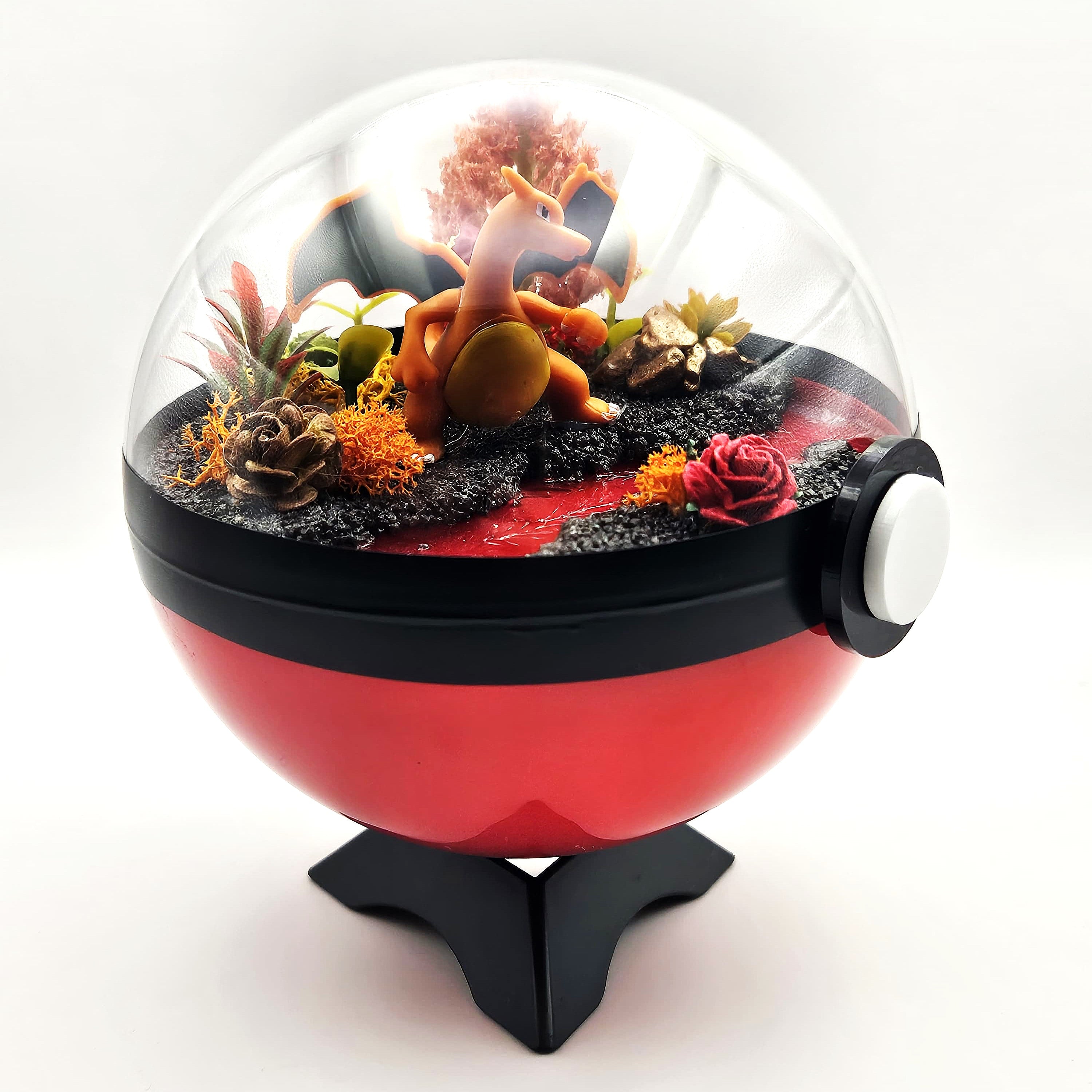 Charizard Crystal Terrarium Lava Red Poke Ball Handmade