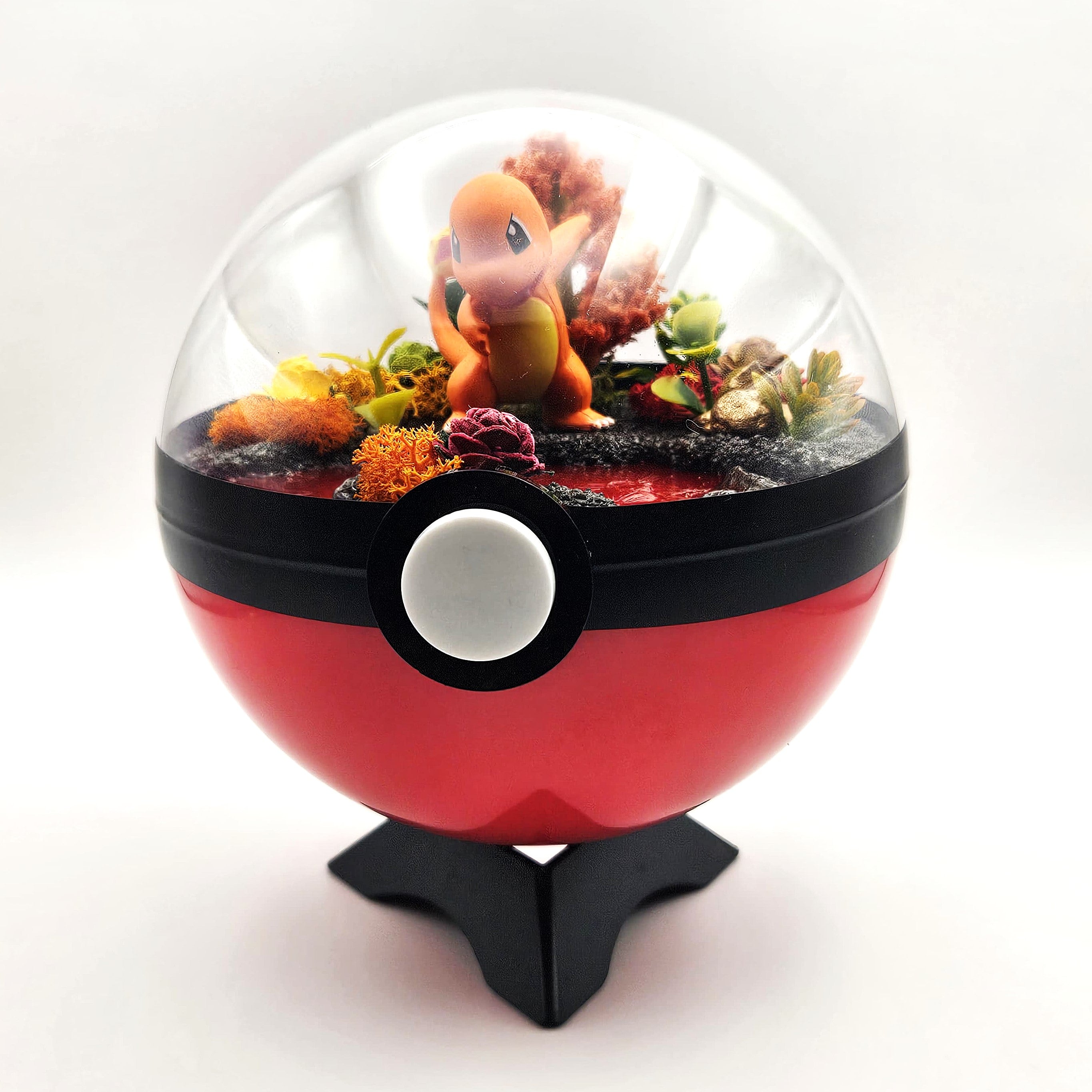 Charmander Crystal Terrarium Lava Red Poke Ball Handmade