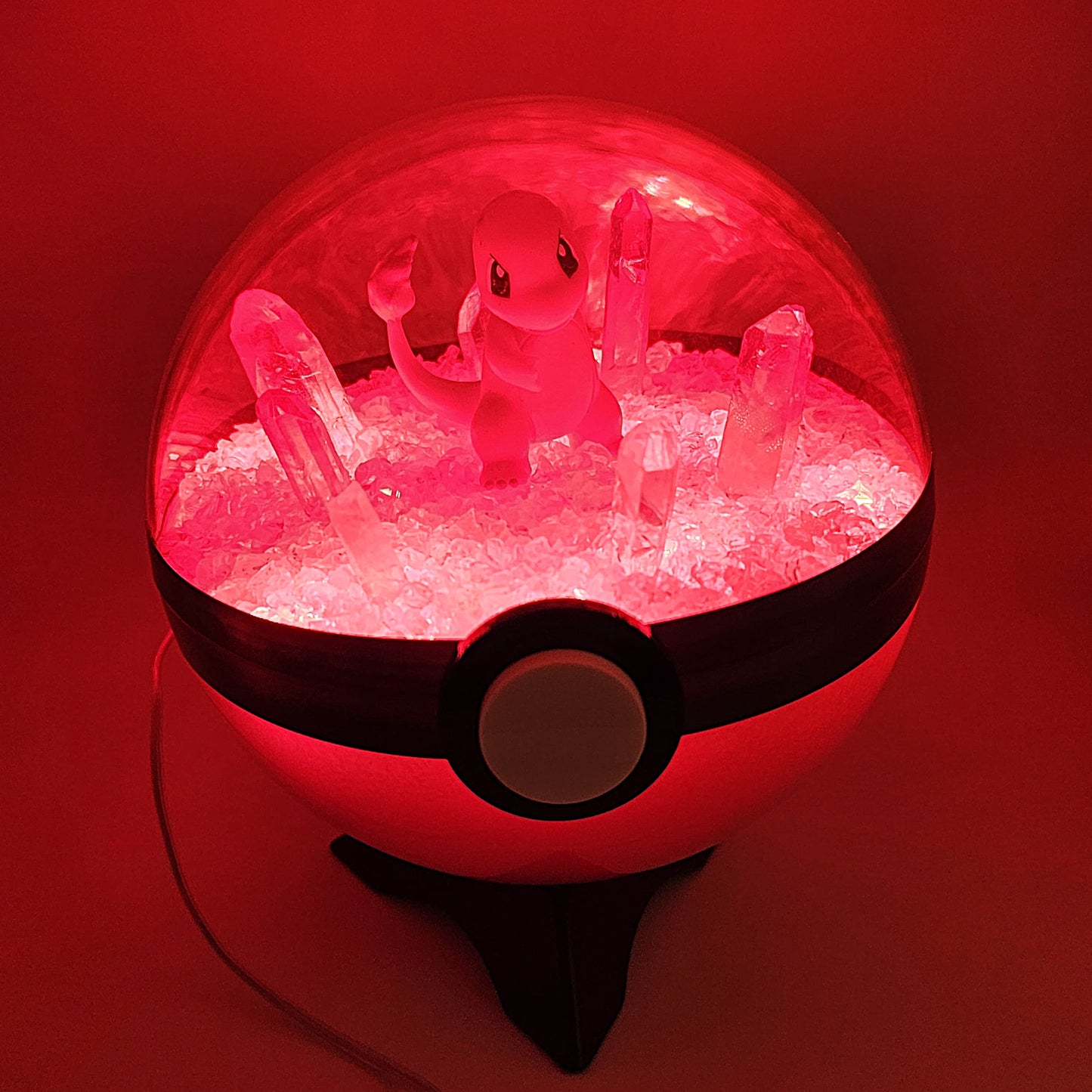 Pokemon Charmander Light Up LED Crystal Terrarium Red/Red Poke Ball Handmade