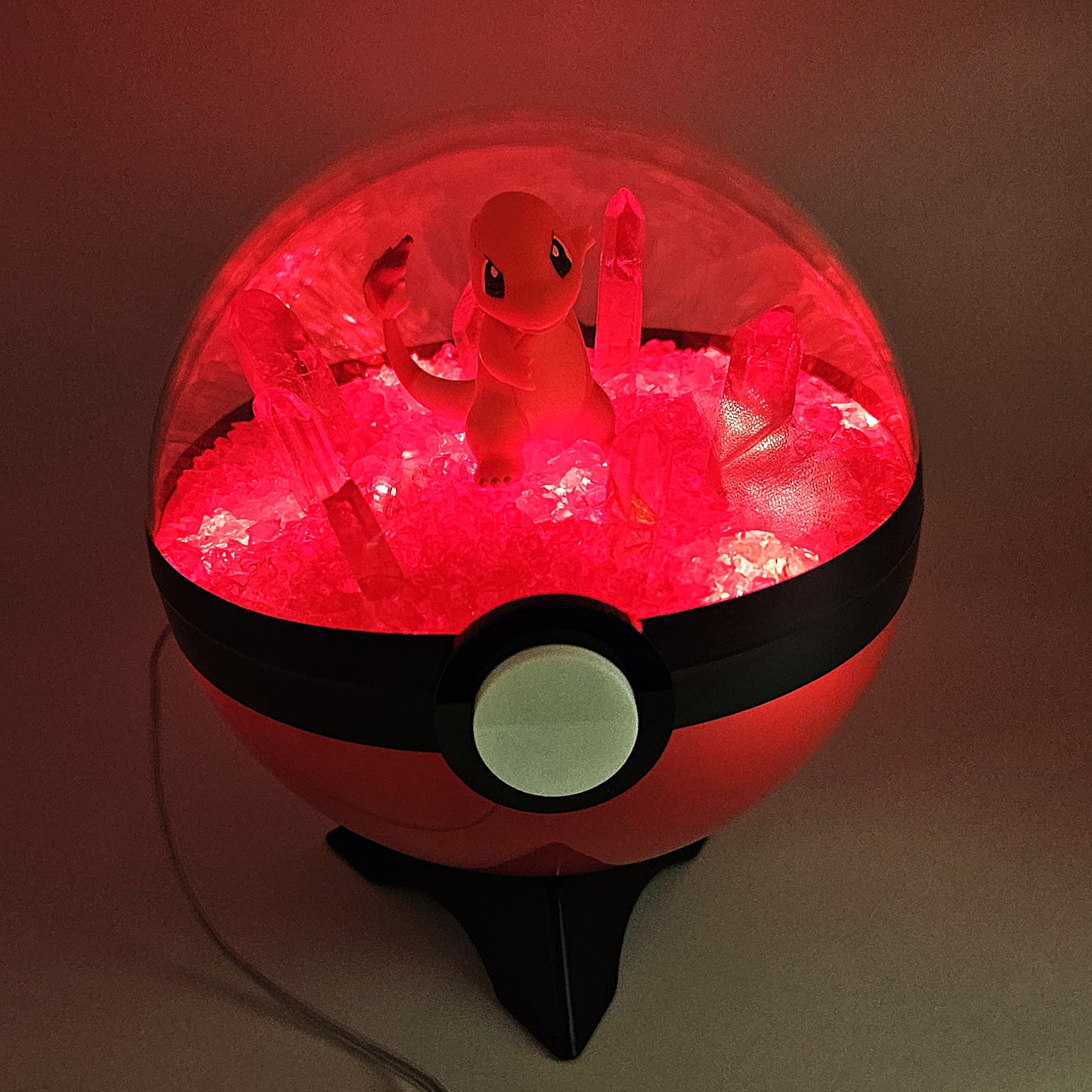 Pokemon Charmander Light Up LED Crystal Terrarium Red/Red Poke Ball Handmade