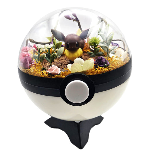 Pokemon Eevee Crystal Terrarium Plains White Poke Ball Handmade