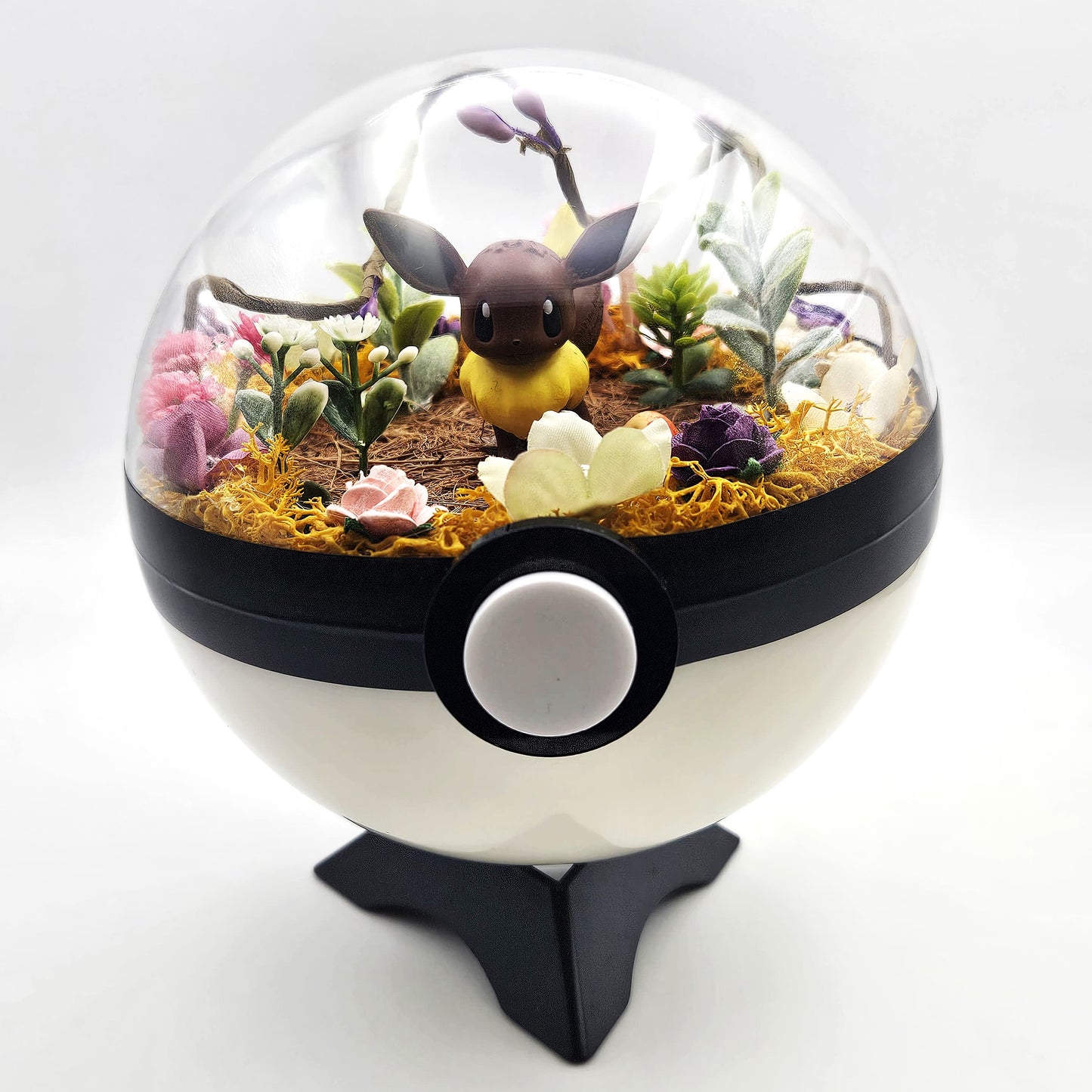 Pokemon Eevee Crystal Terrarium Plains White Poke Ball Handmade