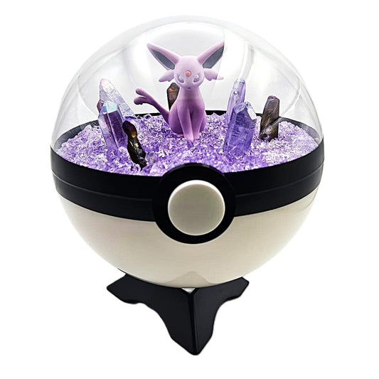 Pokemon Espeon Light Up LED Crystal Terrarium Light Purple/White Poke Ball Handmade