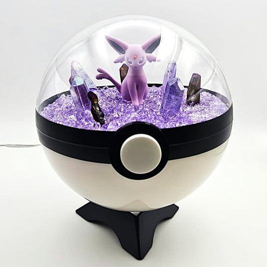 Pokemon Espeon Light Up LED Crystal Terrarium Light Purple/White Poke Ball Handmade