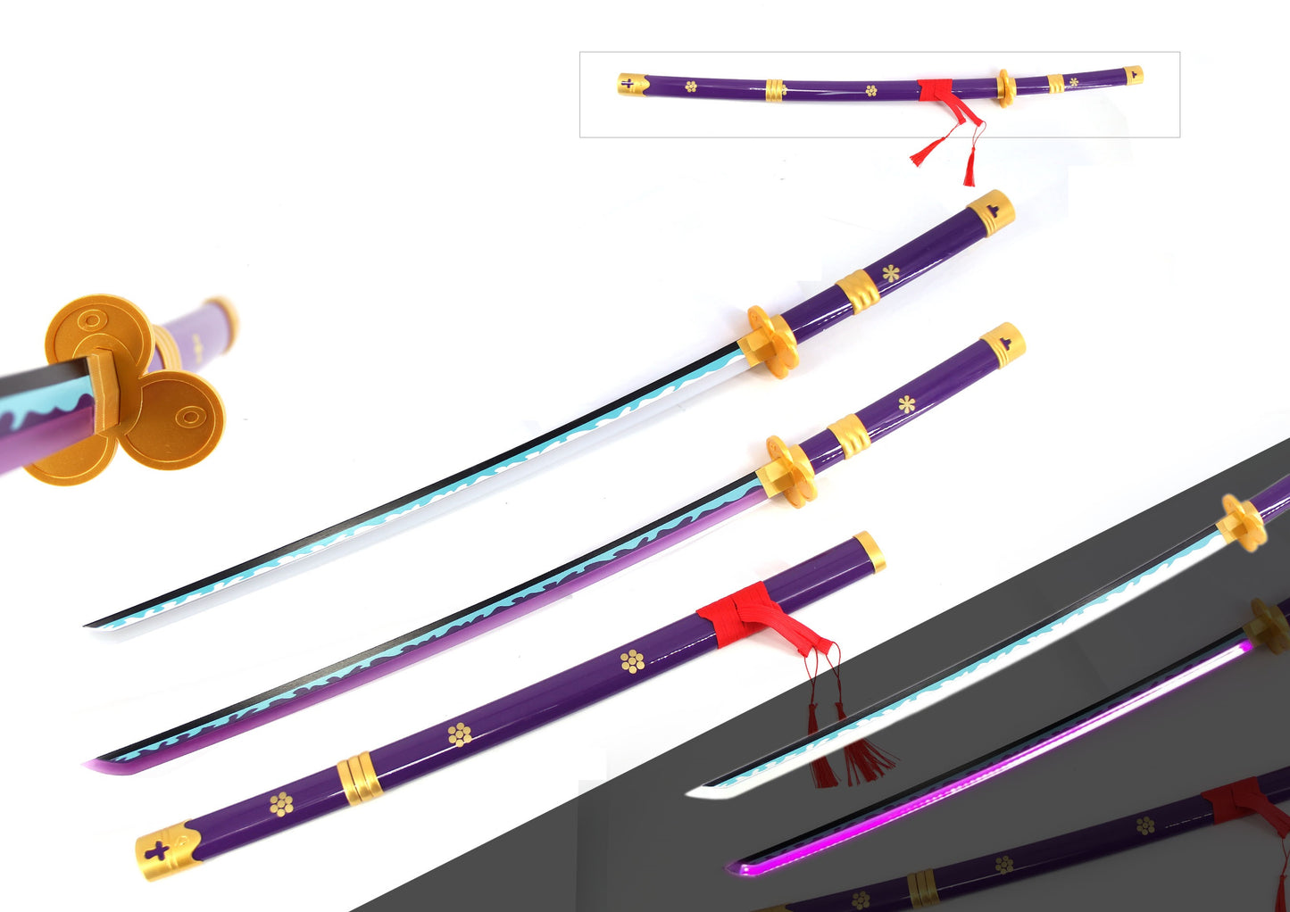 One Piece Sword Purple Enma LED Light Up Sword USB C Rechargable 101cm Wood & Plastic Cosplay Prop Replica