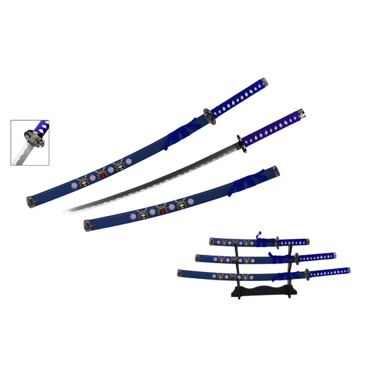 Blue Samurai Metal Sword Set of 3