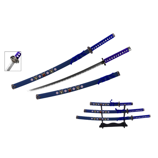 Blue Samurai Metal Sword Set of 3