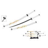White & Yellow Floral Samurai Metal Sword Set of 3