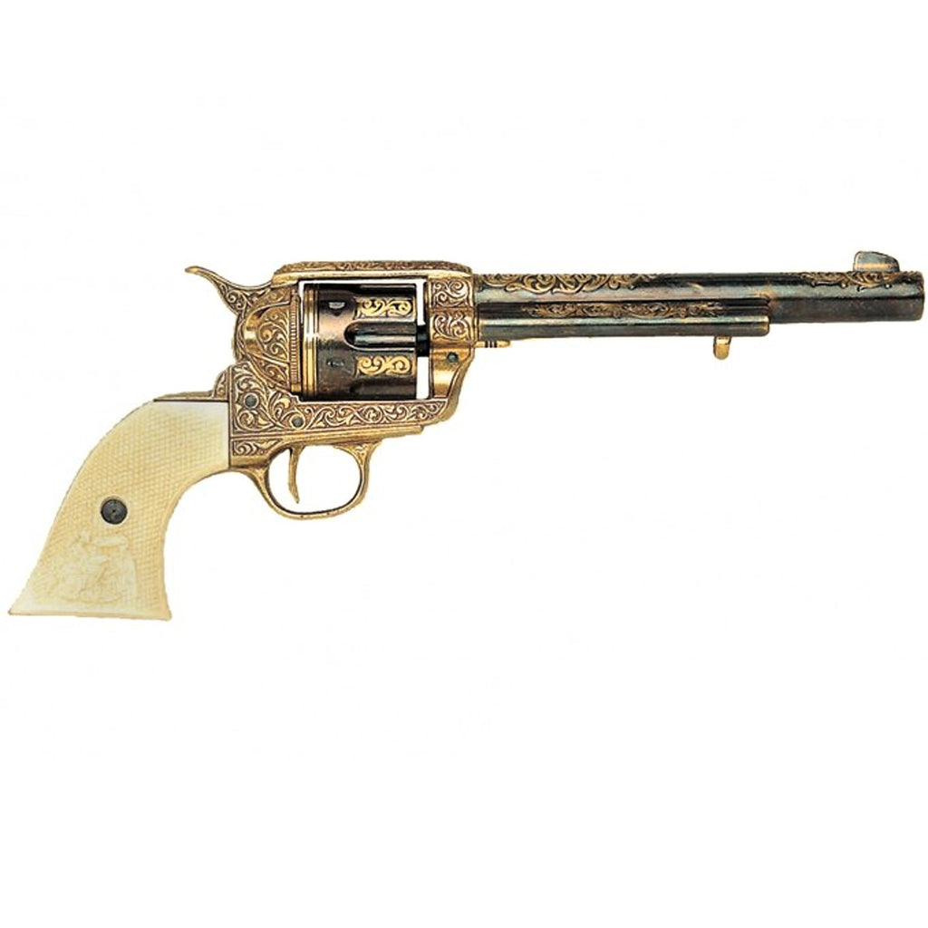 Engraved 1869 Colt Pistol With Ivory Handle & Long Barrel Denix Replica G1281BL