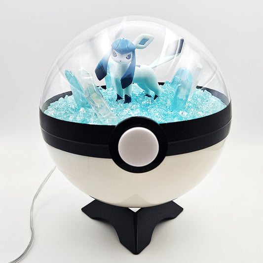 Pokemon Glaceon Light Up LED Crystal Terrarium Turquoise/White Poke Ball Handmade