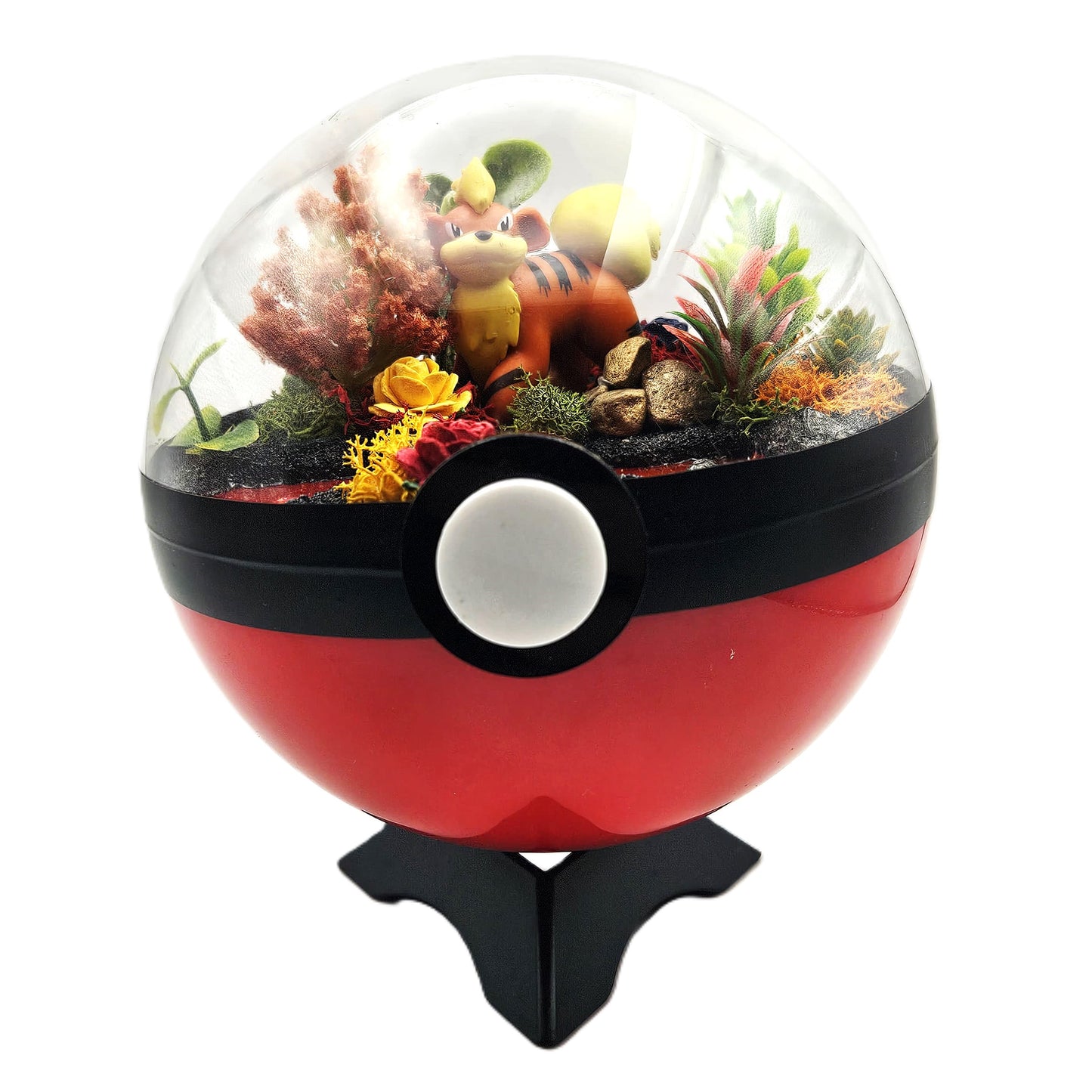 Pokemon Growlithe Crystal Terrarium Lava Red Poke Ball Handmade