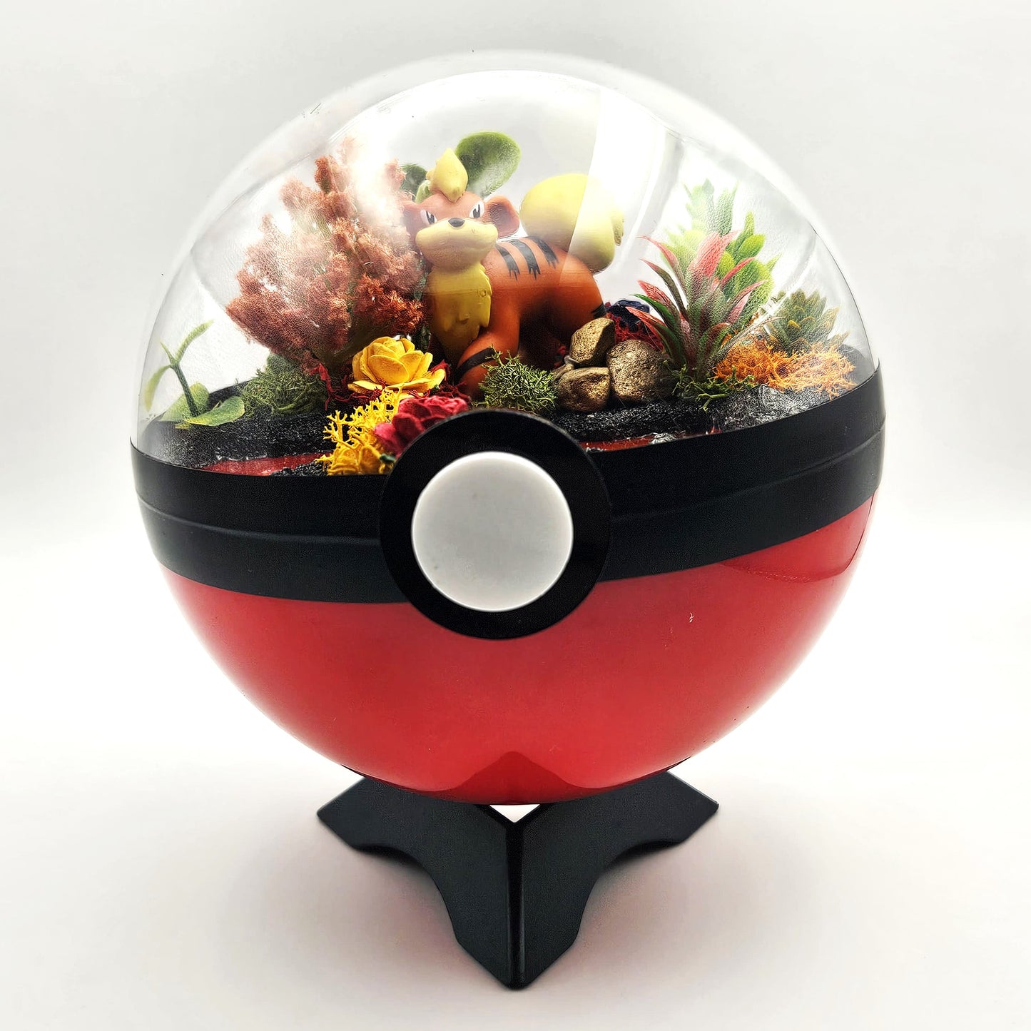 Pokemon Growlithe Crystal Terrarium Lava Red Poke Ball Handmade