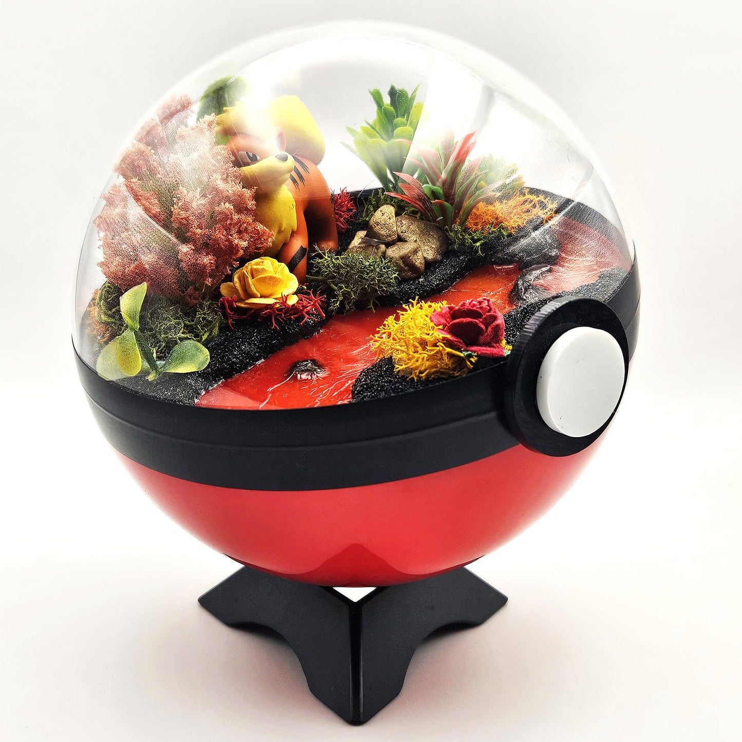 Pokemon Growlithe Crystal Terrarium Lava Red Poke Ball Handmade