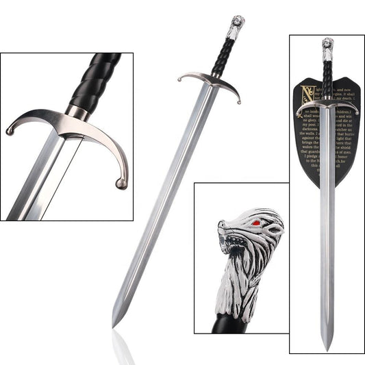 Game of Thrones - Jon Snow- Longclaw Direwolf Metal Sword with Plaque & Sheath
