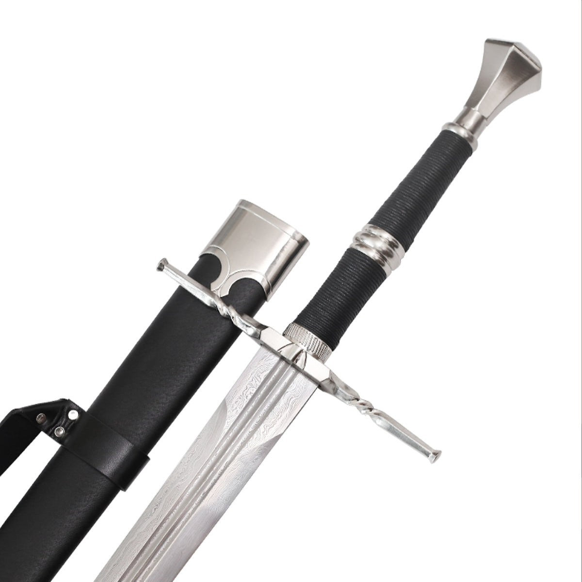 The Witcher 3 Geralt's Horizontal Guard Bell Pommel Damascus Metal Sword