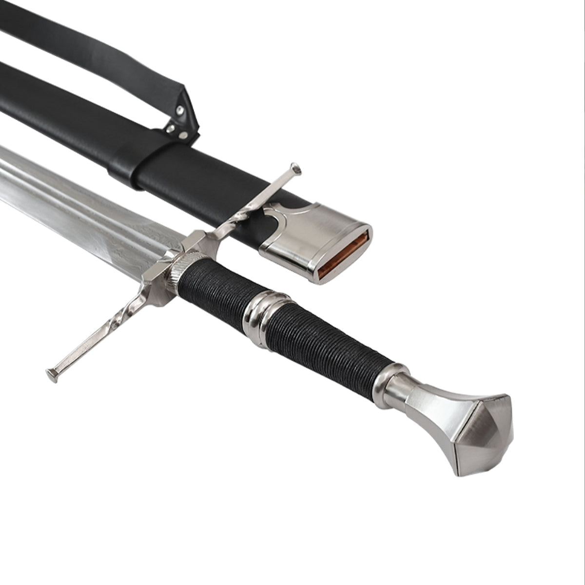 The Witcher 3 Geralt's Horizontal Guard Bell Pommel Damascus Metal Sword