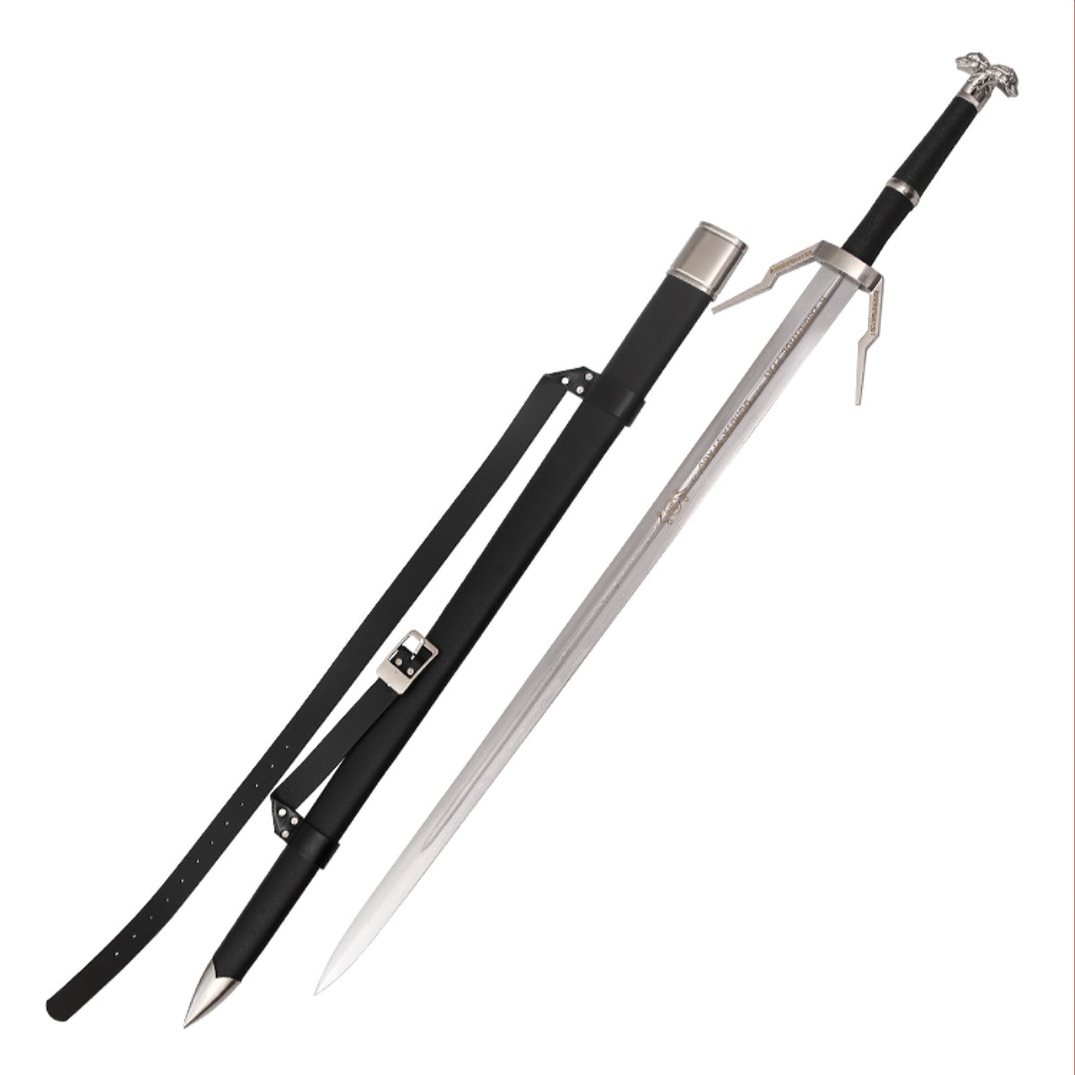 The Witcher 3 Geralt's Silver Sword Diagonal Guard Damascus Metal Sword