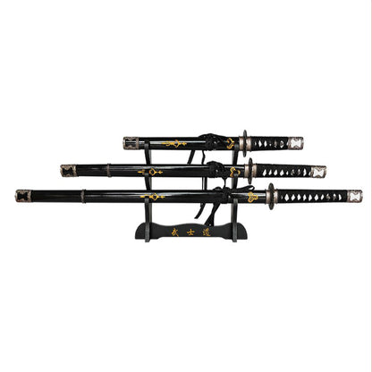 Kill Bill Bride Hattori Hanzo Triple Display Set Metal Katana's