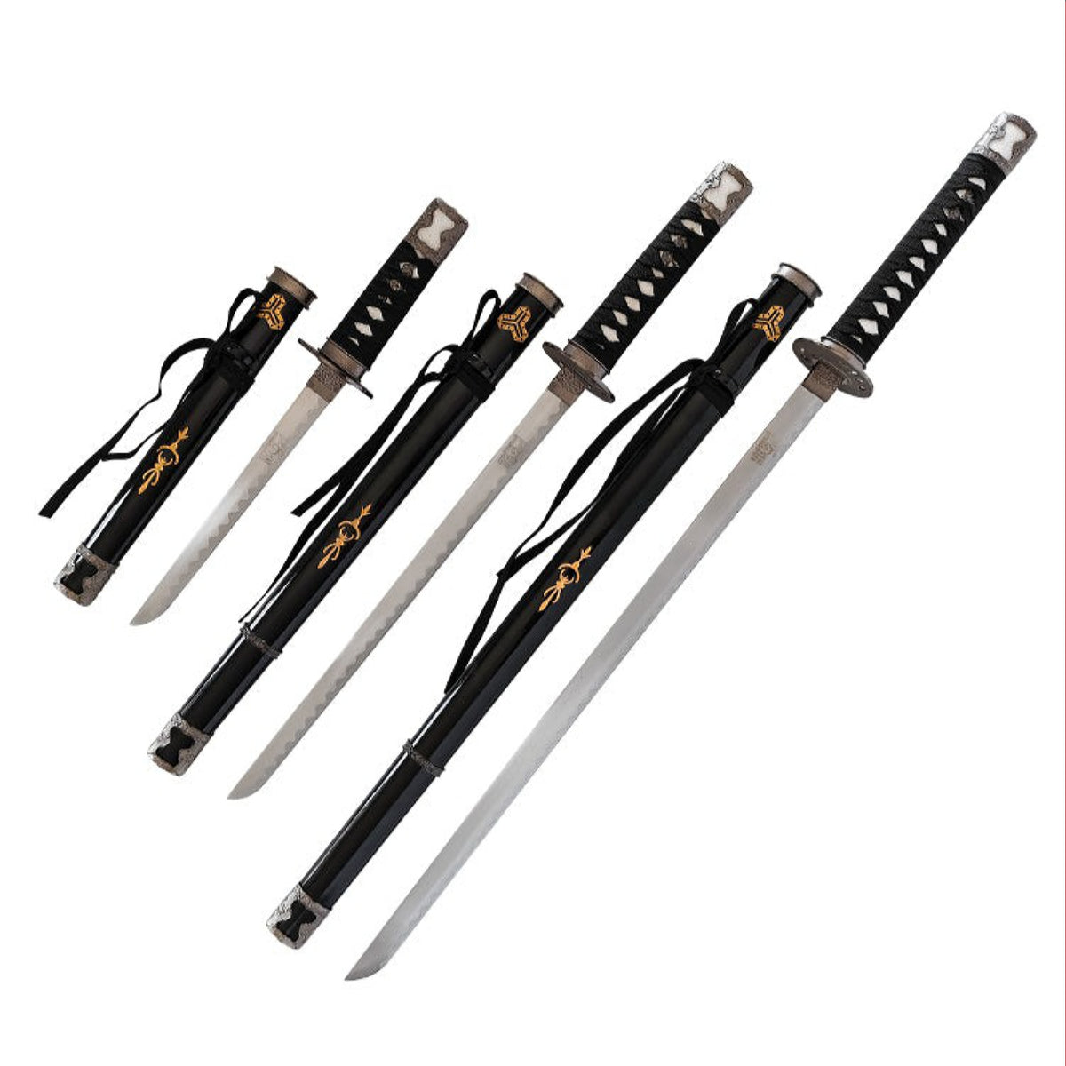 Kill Bill Bride Hattori Hanzo Triple Display Set Metal Katana's
