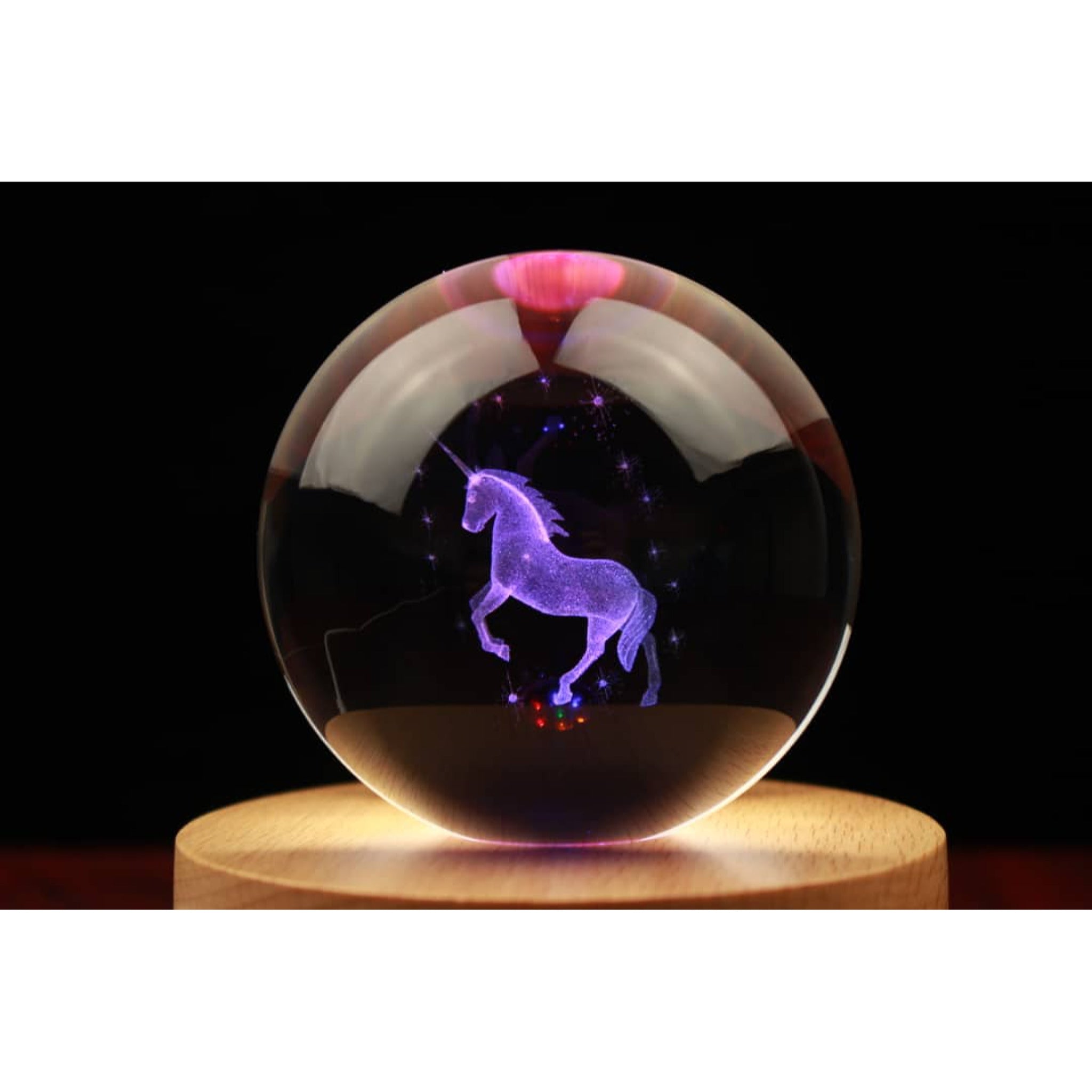 Unicorn Character Glass Crystal Ball 57 with Light-Up LED Base Ornament 80mm XL Size