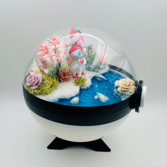 Pokemon Sylveon Crystal Terrarium Blossom White Poke Ball Handmade