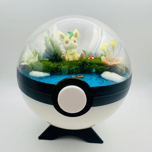 Pokemon Leafeon Crystal Terrarium Lake White Poke Ball Handmade