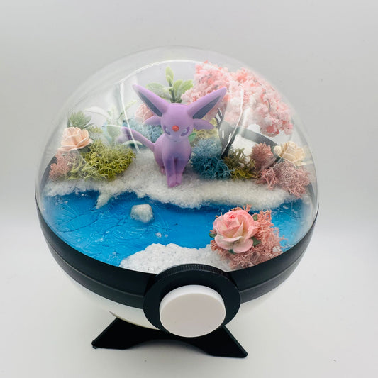 Pokemon Espeon Crystal Terrarium Blossom White Poke Ball Handmade