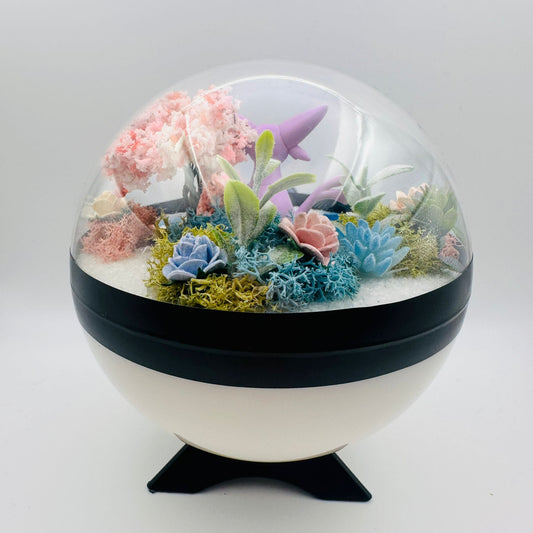 Pokemon Espeon Crystal Terrarium Blossom White Poke Ball Handmade