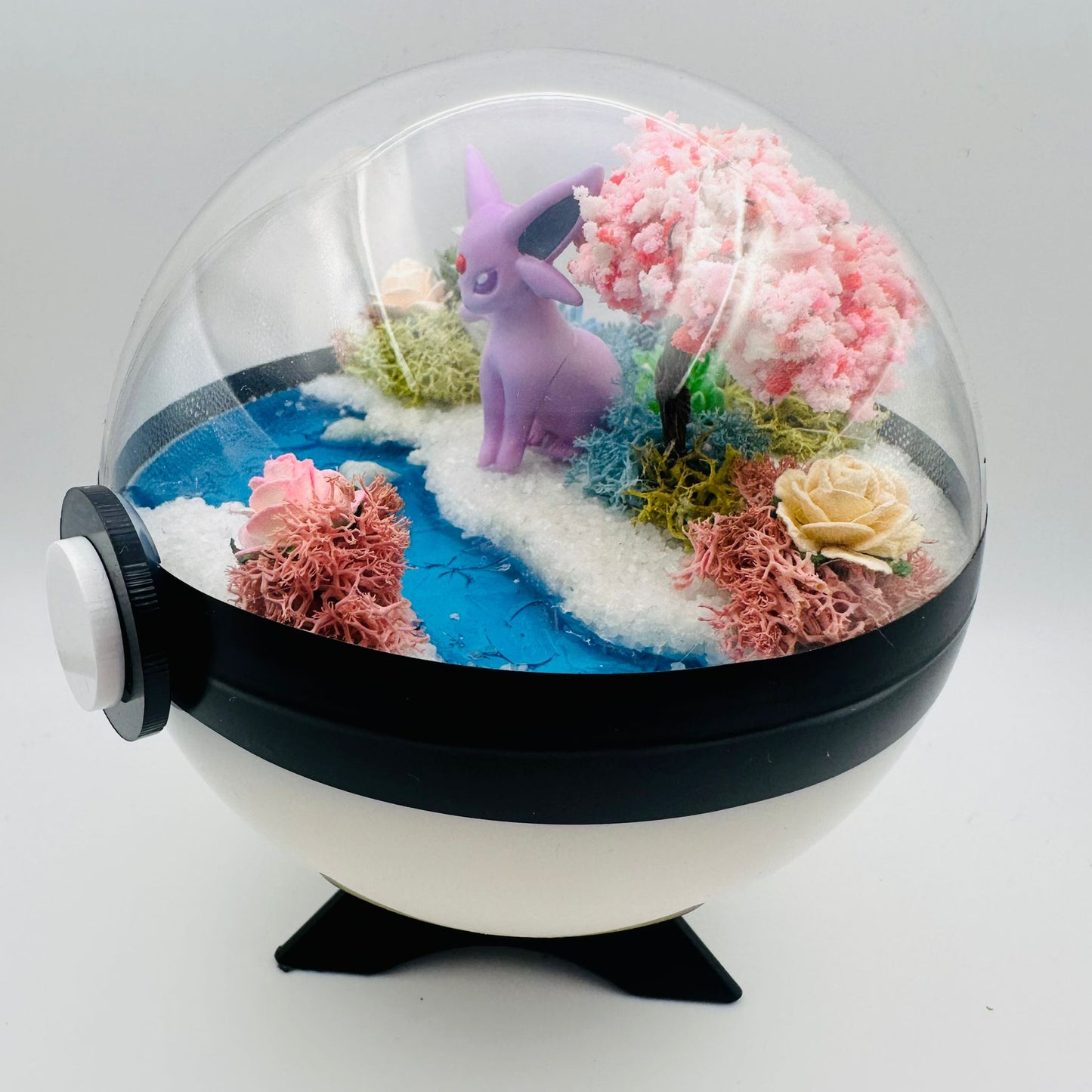 Pokemon Espeon Crystal Terrarium Blossom White Poke Ball Handmade