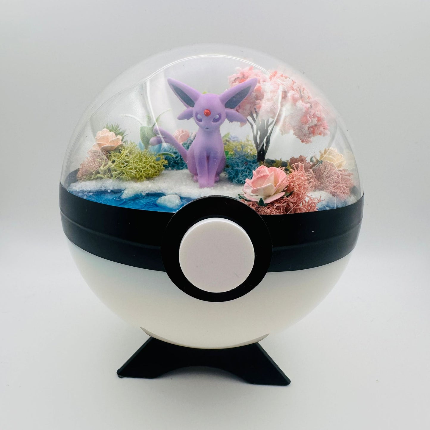 Pokemon Espeon Crystal Terrarium Blossom White Poke Ball Handmade