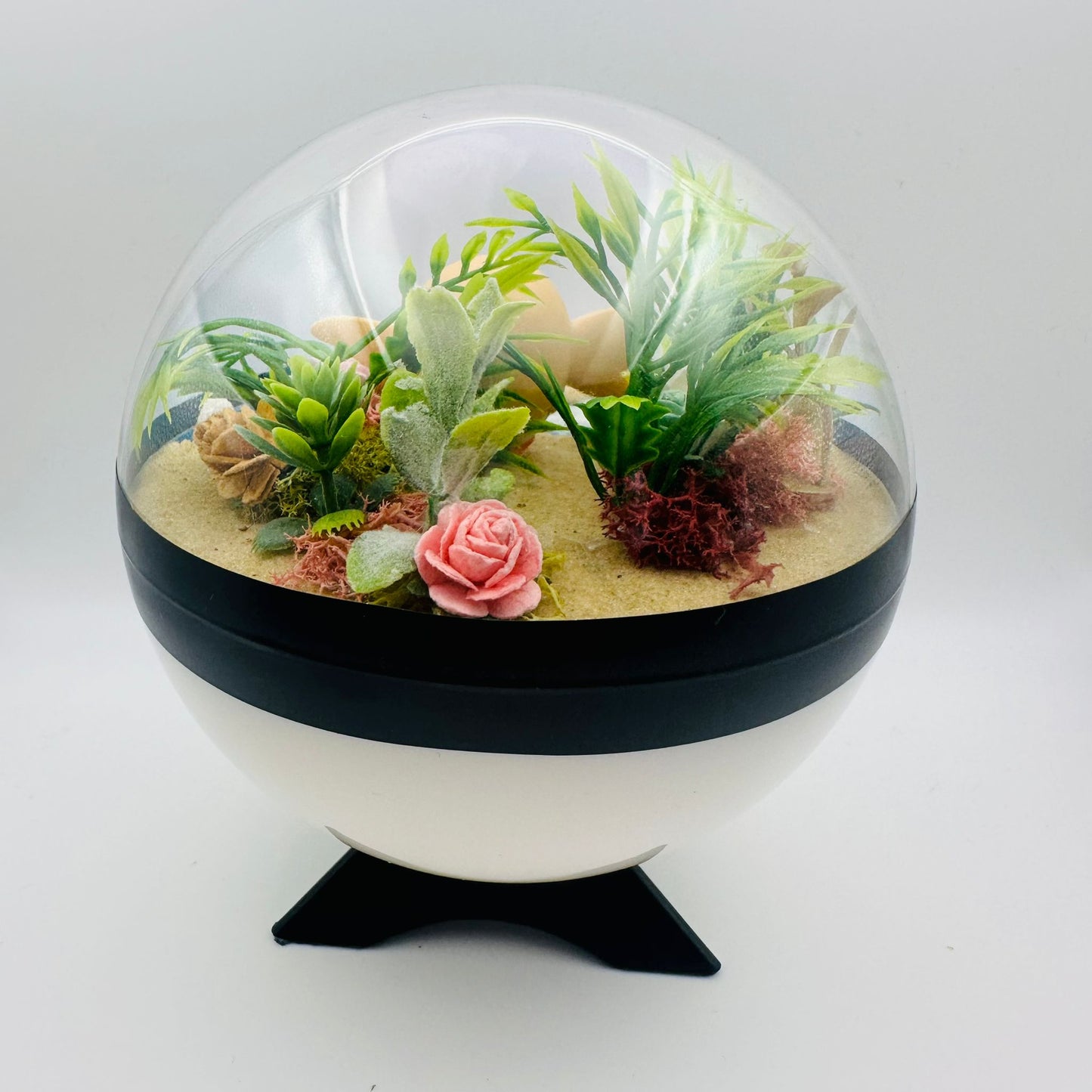 Pokemon Rowlet Crystal Terrarium Beach White Poke Ball Handmade