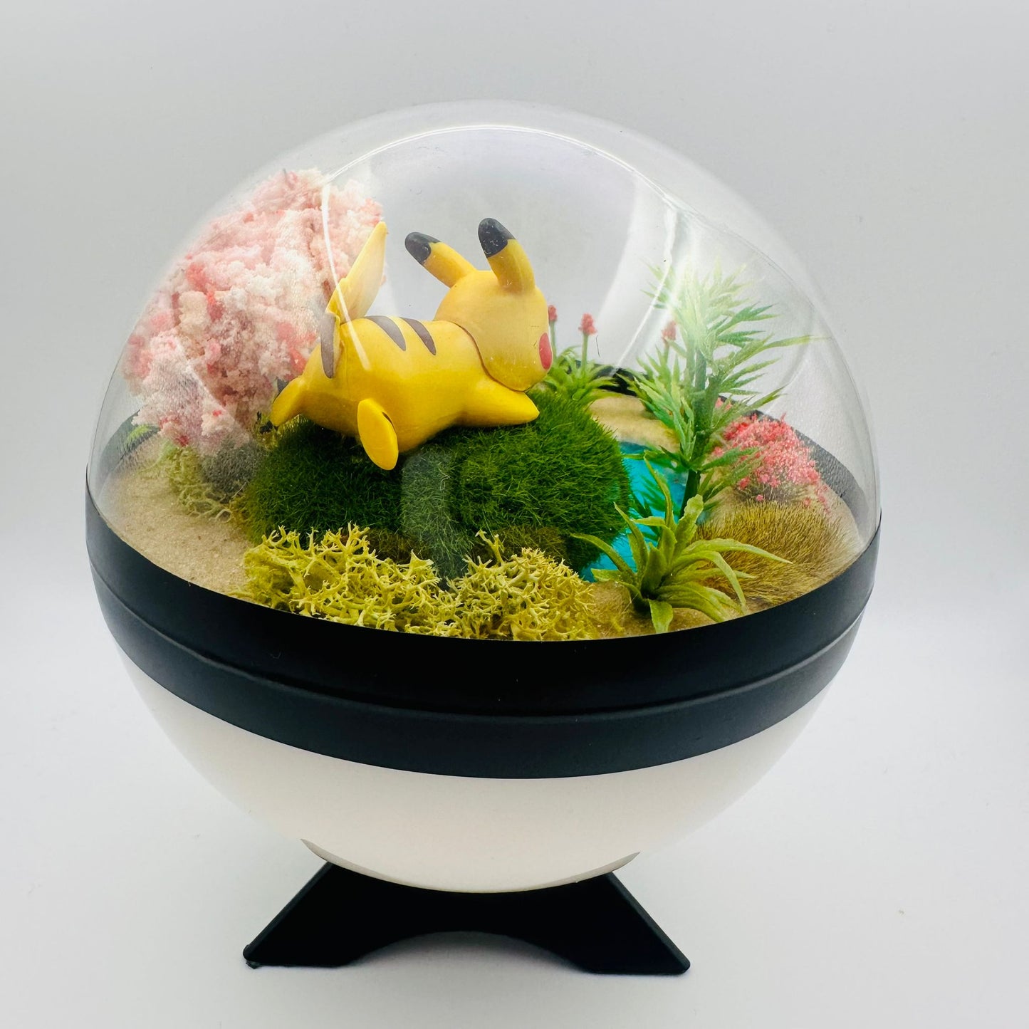 Pokemon Sleeping Pikachu Crystal Terrarium Pond White Poke Ball Handmade