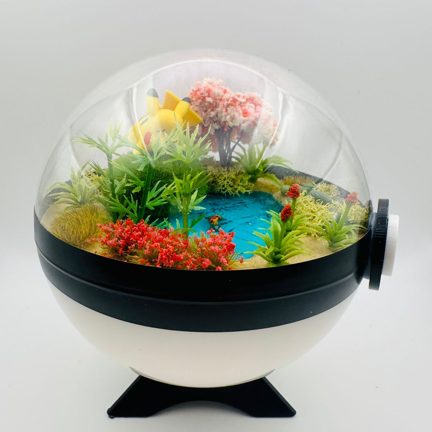 Pokemon Sleeping Pikachu Crystal Terrarium Pond White Poke Ball Handmade