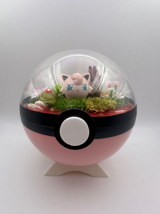 Pokemon Jigglypuff Crystal Terrarium Lake Pink Poke Ball Handmade