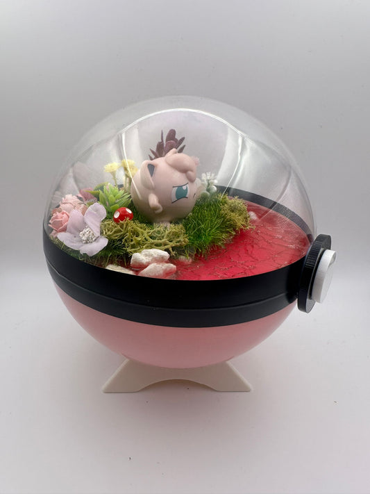 Pokemon Jigglypuff Crystal Terrarium Lake Pink Poke Ball Handmade