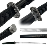 Dragon Black Matte 440 Steel Samurai Sword Katana Set of 3