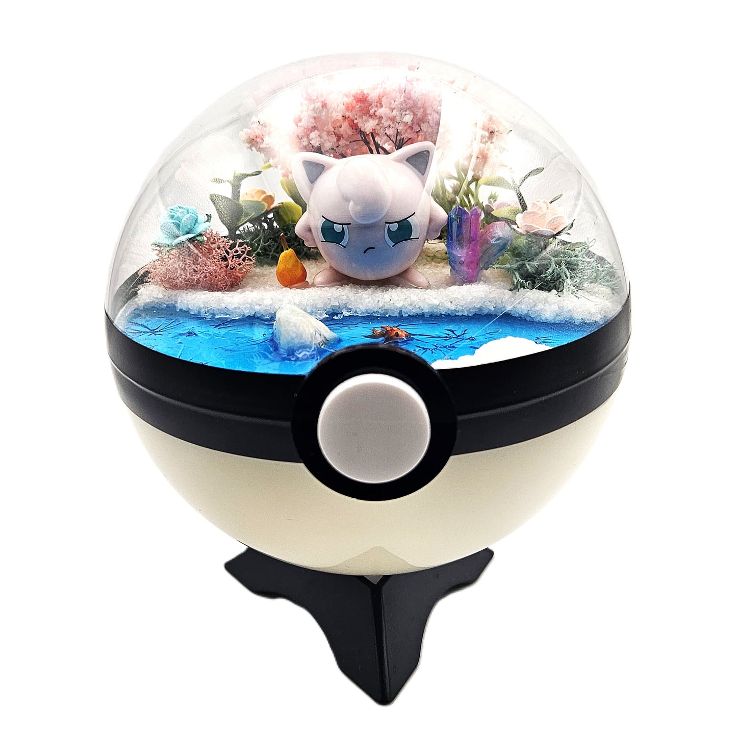 Pokemon Jigglypuff Crystal Terrarium Blossom Tree White Poke Ball Handmade