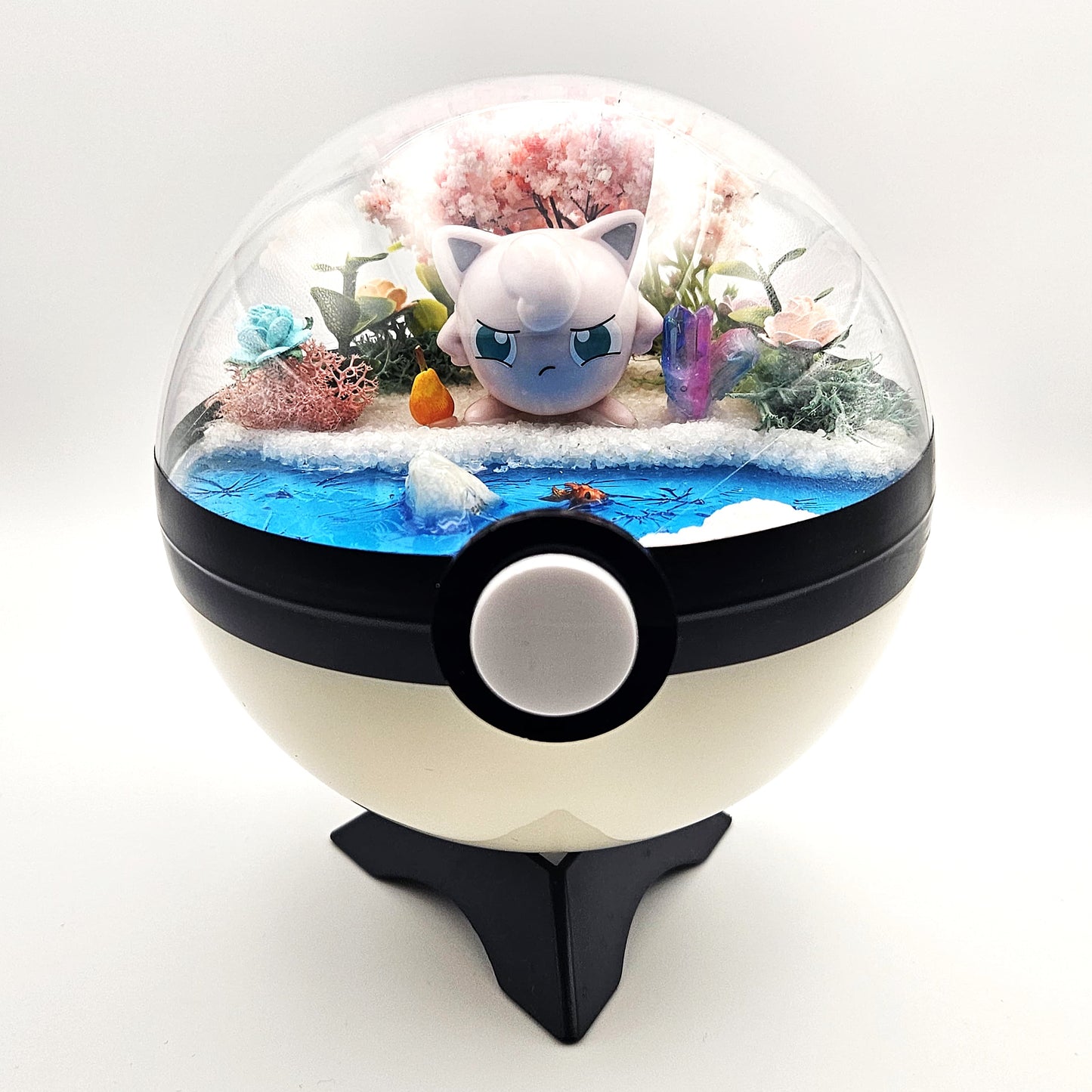 Pokemon Jigglypuff Crystal Terrarium Blossom Tree White Poke Ball Handmade