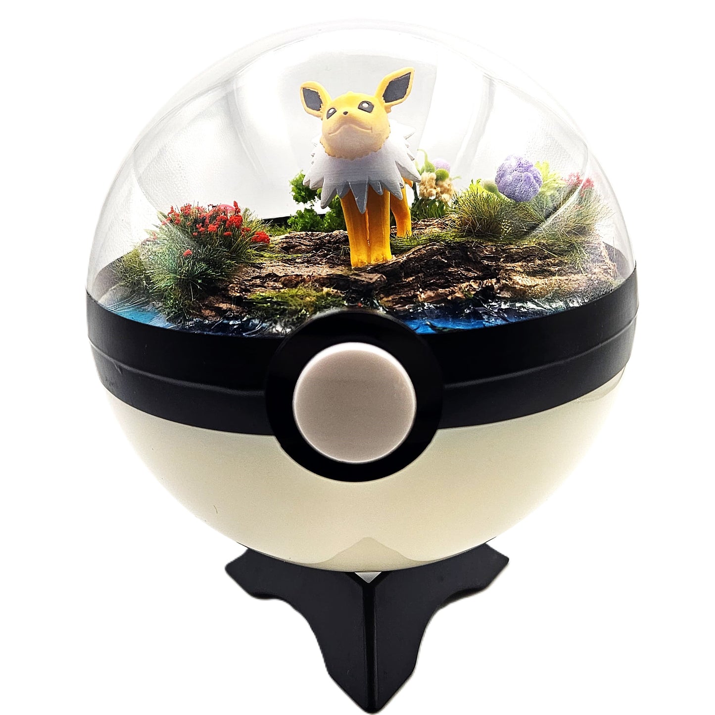 Pokemon Jolteon Crystal Terrarium Lake White Poke Ball Handmade